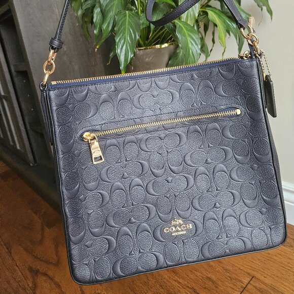 NEW Coach Navy Crossbody Leather Bag - Picture 1 of 9